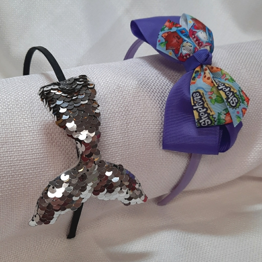 Sequin Mermaid Tail/Shopkins Hairband☆Set of 2